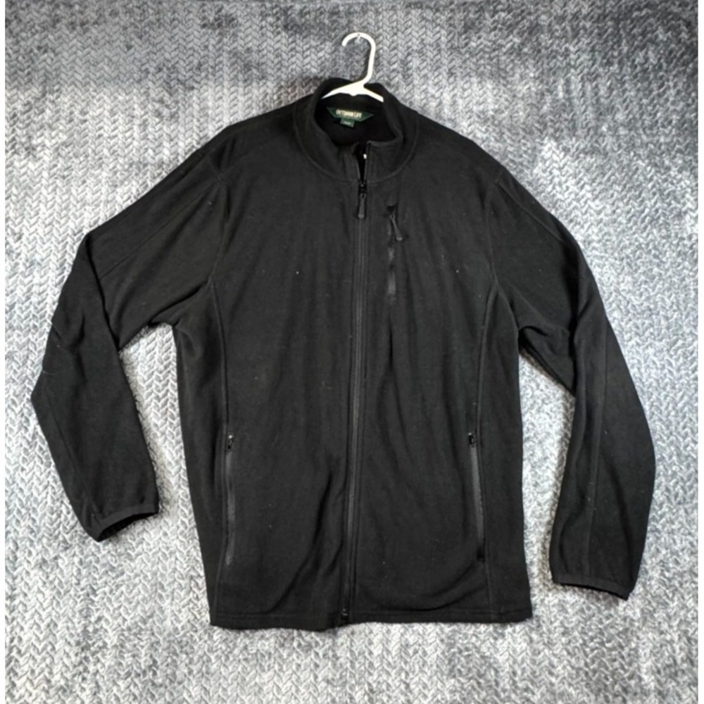 Outdoor Life Fleece‎ Jacket Mens 2XL Black Mock Neck Long Sleeve Full Zip Winter
